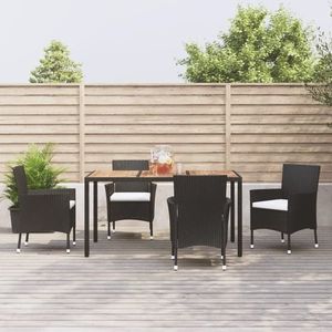 vidaXL Set mobilier de grădină cu perne, 5 piese, negru, poliratan imagine