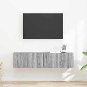 vidaXL Dulap TV de perete Pe perete 2 pcs Gri Sonoma 60 x 31 x 29, 5 cm imagine