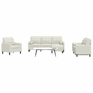 vidaXL Set de canapele cu perne/rulouri, 4 piese, crem, catifea imagine