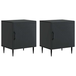 vidaXL Dulap de noapte 2 pcs Negru 43 x 34, 5 x 50 cm Lemn prelucrat imagine