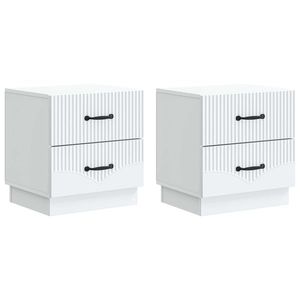 vidaXL Dulap de noapte 2 pcs Alb 43 x 34, 5 x 44, 5 cm Lemn prelucrat imagine