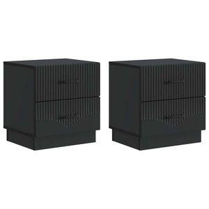 vidaXL Dulap de noapte 2 pcs Negru 43 x 34, 5 x 44, 5 cm Lemn prelucrat imagine