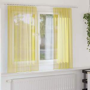 vidaXL Perdele Voile cu buzunare pentru bare 2 buc Galben imagine