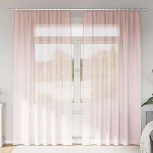 vidaXL Perdele Voile cu buzunare pentru bare 2 buc Roz deschis imagine