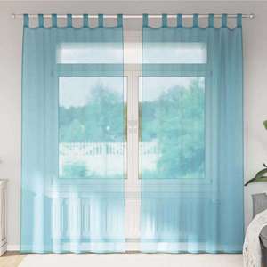 vidaXL Perdele Voile cu buzunare pentru bare 2 buc Turcoaz imagine