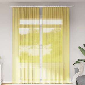 vidaXL Perdele Voile cu buzunare pentru bare 2 buc Galben imagine