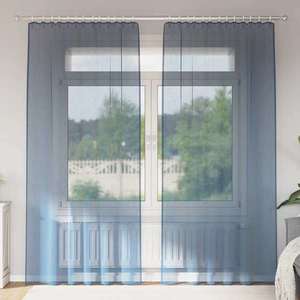 vidaXL Perdele Voile cu buzunare pentru bare 2 buc Albastru regal imagine