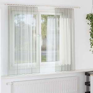 vidaXL Perdele Voile cu buzunare pentru bare 2 buc gri deschis imagine