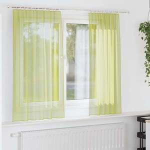 vidaXL Perdele Voile cu buzunare pentru bare 2 buc verde măr imagine