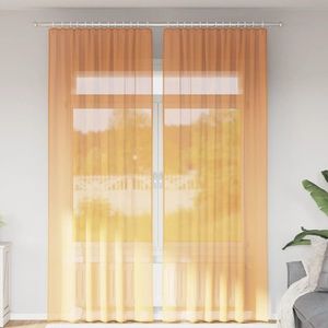 vidaXL Perdele Voile cu buzunare pentru bare 2 buc portocaliu imagine