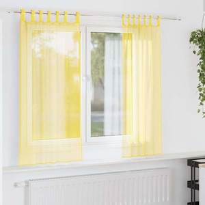 vidaXL Perdele voal cu bucle 2 buc, galben, 140x140 cm imagine