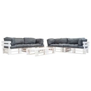 vidaXL Set mobilier grădină din paleți cu perne gri, 6 piese, lemn imagine