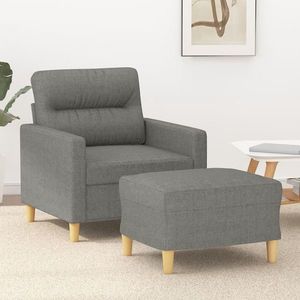vidaXL Fotoliu canapea cu taburet, gri închis, 60 cm, textil imagine