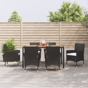 vidaXL Set mobilier de grădină cu perne, 7 piese, negru, poliratan imagine