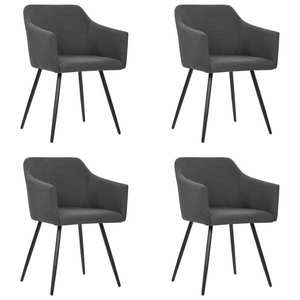 vidaXL Scaune de bucătărie pivotante, 4 buc., gri închis, textil imagine