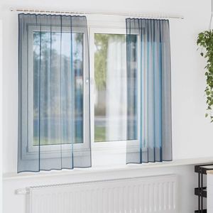 vidaXL Perdele Voile cu buzunare pentru bare 2 buc Albastru regal imagine