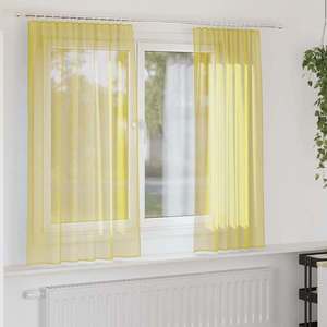 vidaXL Perdele Voile cu buzunare pentru bare 2 buc Galben imagine