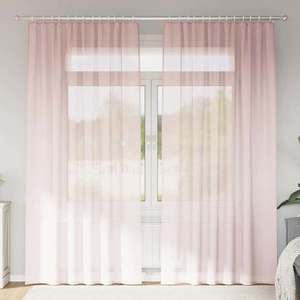 vidaXL Perdele Voile cu buzunare pentru bare 2 buc Roz deschis imagine