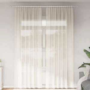 vidaXL Perdele Voile cu buzunare pentru bare 2 buc crem imagine