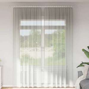 vidaXL Perdele Voile cu buzunare pentru bare 2 buc gri deschis imagine