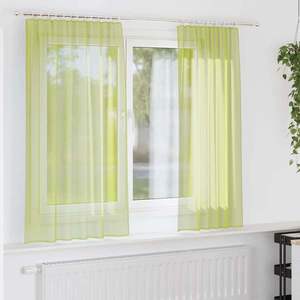 vidaXL Perdele Voile cu buzunare pentru bare 2 buc verde măr imagine