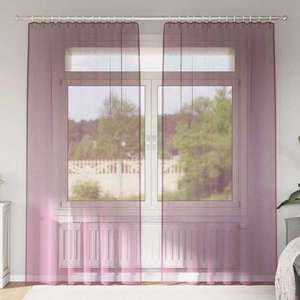 vidaXL Perdele Voile cu buzunare pentru bare 2 buc violet imagine