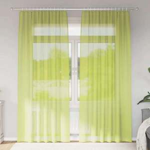 vidaXL Perdele Voile cu buzunare pentru bare 2 buc verde măr imagine