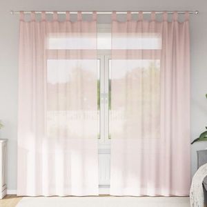 vidaXL Perdele voal cu bucle 2 buc, roz deschis, 140x225 cm imagine
