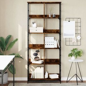 vidaXL Bibliotecă, stejar fumuriu, 78, 5x33x188, 5 cm, lemn prelucrat imagine