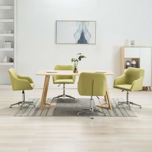 vidaXL Scaune de sufragerie pivotante, 4 buc., verde, material textil imagine