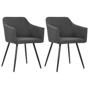 vidaXL Scaune de bucătărie, 2 buc., gri închis, material textil imagine