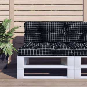 vidaXL Perne de paleți, 2 buc., negru carouri, textil imagine