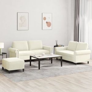 vidaXL Set de canapele cu perne, 3 piese, crem, catifea imagine