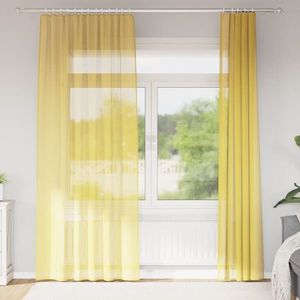 vidaXL Perdele Voile cu buzunare pentru bare 2 buc Galben imagine