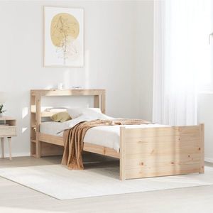 vidaXL Cadru de pat cu tăblie, 90x200 cm, lemn masiv de pin imagine