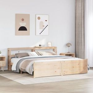 vidaXL Cadru pat cu tăblie 200x200 cm, lemn masiv de pin imagine