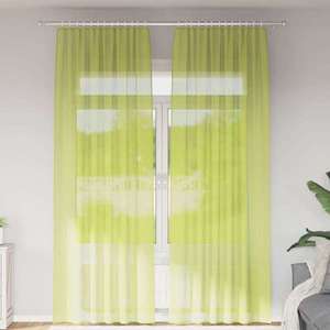 vidaXL Perdele Voile cu buzunare pentru bare 2 buc verde măr imagine