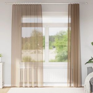 vidaXL Perdele Voile cu buzunare pentru bare 2 buc maro deschis imagine