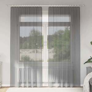 vidaXL Perdele Voile cu buzunare pentru bare 2 buc gri închis imagine