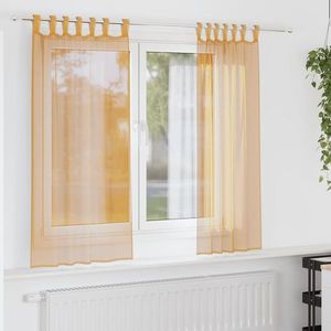vidaXL Perdele voal cu bucle 2 buc, portocaliu, 140x175 cm imagine