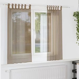 vidaXL Perdele voal cu bucle 2 buc, maro deschis, 140x140 cm imagine