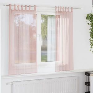 vidaXL Perdele voal cu bucle 2 buc, roz deschis, 140x175 cm imagine