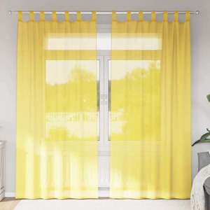 vidaXL Perdele voal cu bucle 2 buc, galben, 140x225 cm imagine