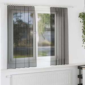 vidaXL Perdele Voile cu buzunare pentru bare 2 buc Negru imagine
