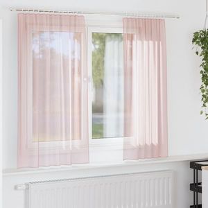 vidaXL Perdele Voile cu buzunare pentru bare 2 buc Roz deschis imagine