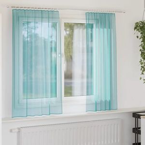 vidaXL Perdele Voile cu buzunare pentru bare 2 buc Turcoaz imagine