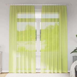 vidaXL Perdele Voile cu buzunare pentru bare 2 buc verde măr imagine