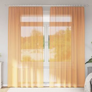 vidaXL Perdele Voile cu buzunare pentru bare 2 buc portocaliu imagine