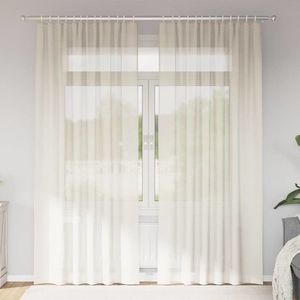 vidaXL Perdele Voile cu buzunare pentru bare 2 buc crem imagine