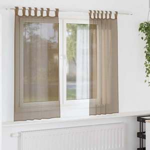 vidaXL Perdele voal cu bucle 2 buc, maro deschis, 140x175 cm imagine